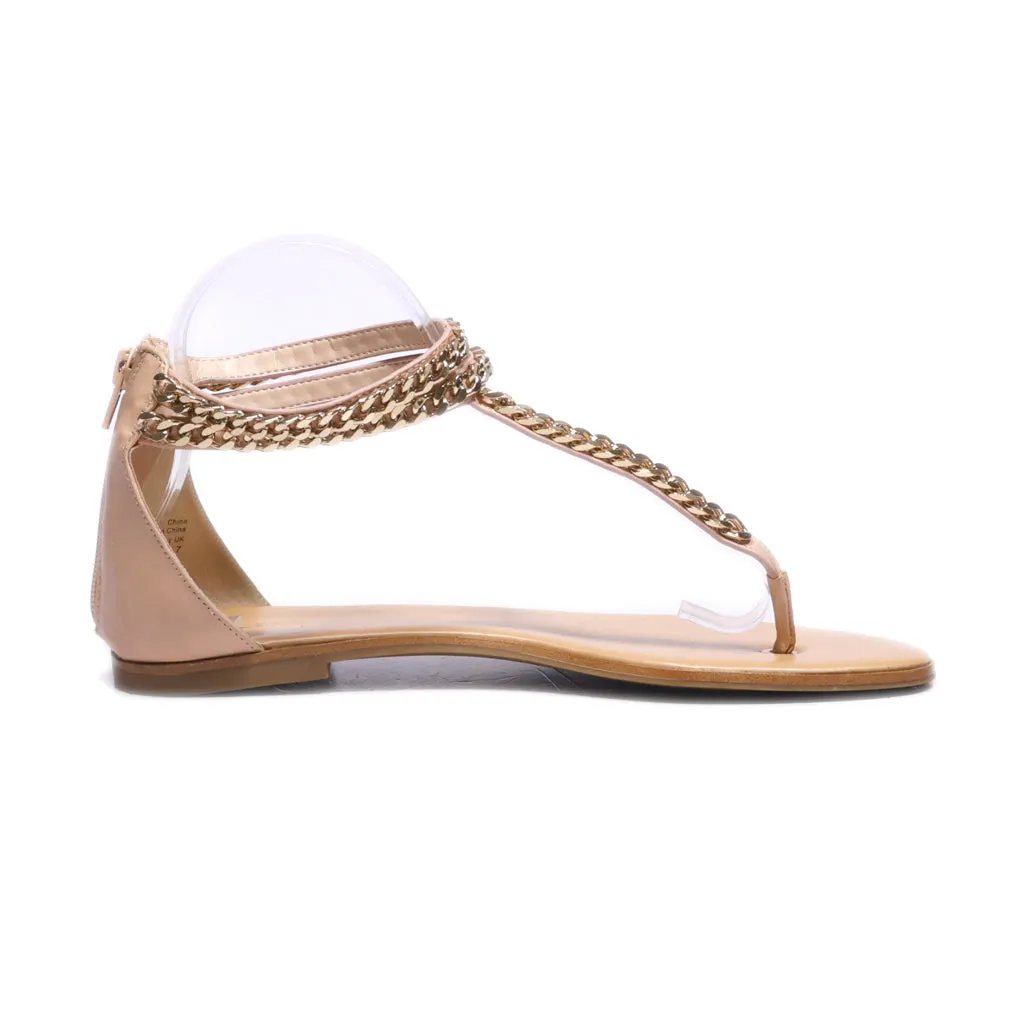 Aldo Flat Sandals Leather Pink Colour For Women