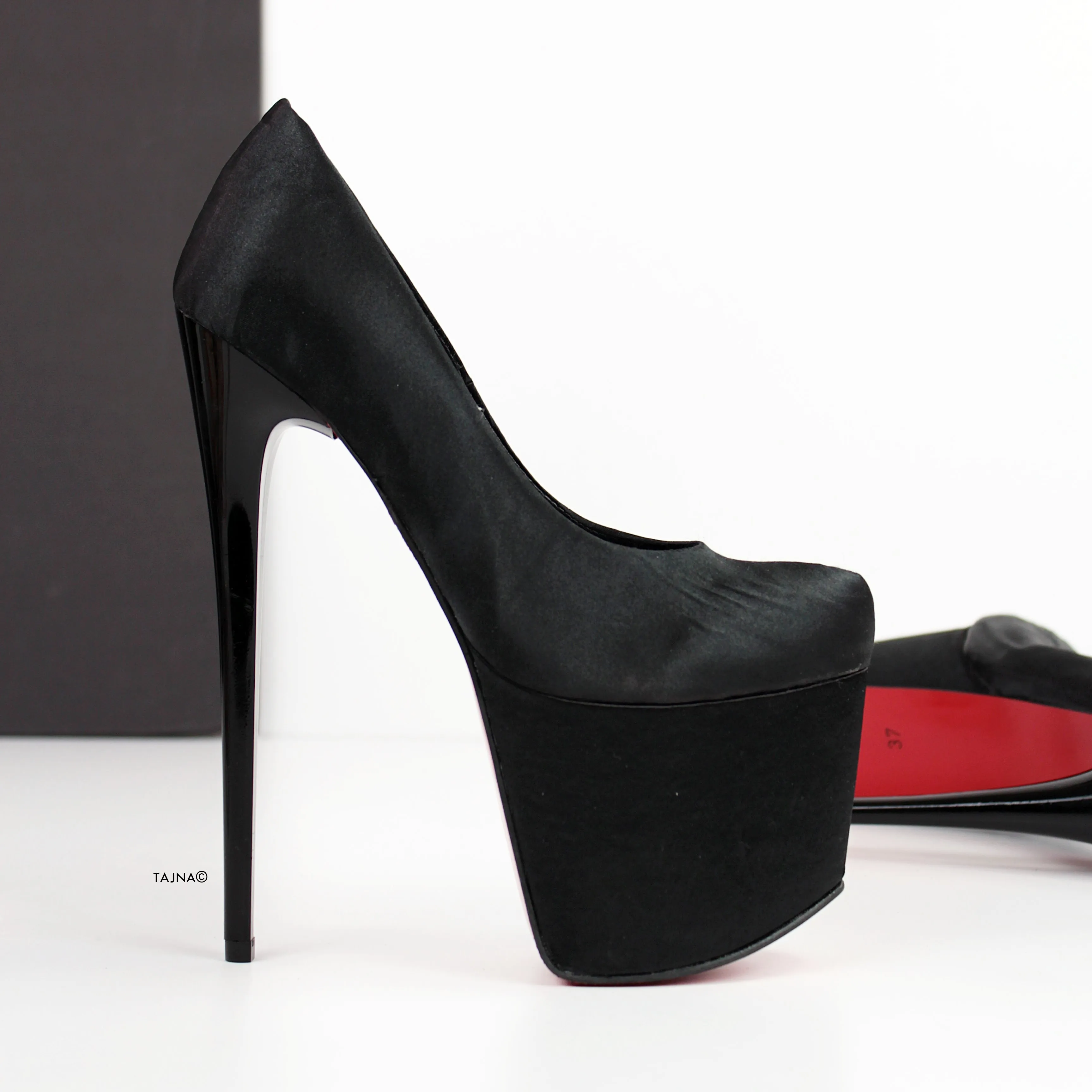 Black Satin Classic High Heel Pumps