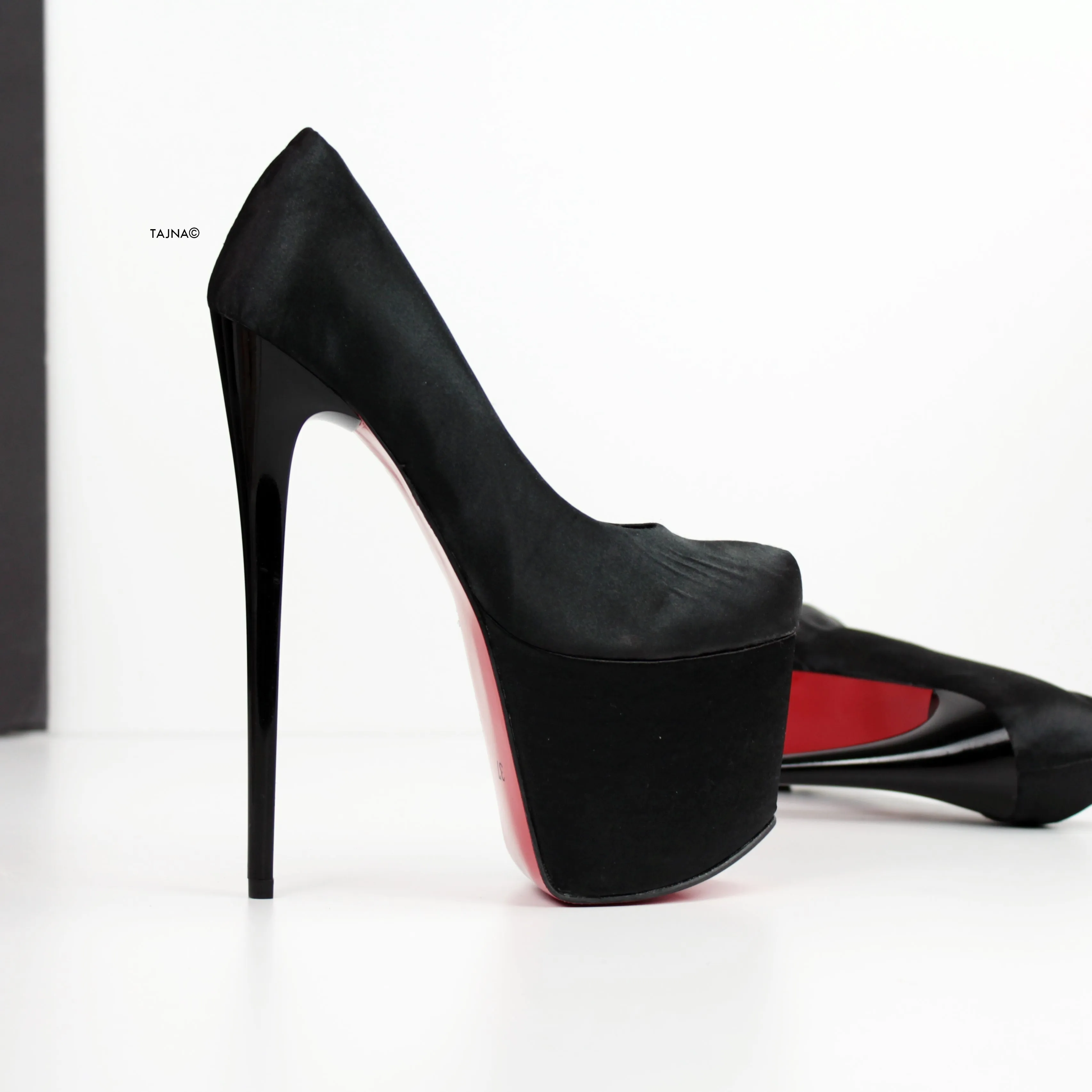 Black Satin Classic High Heel Pumps