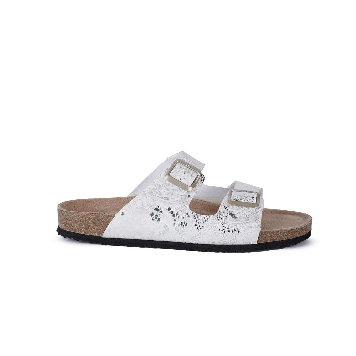 Blue Motion Strap Sandals Sliders Leather White Colour For Women