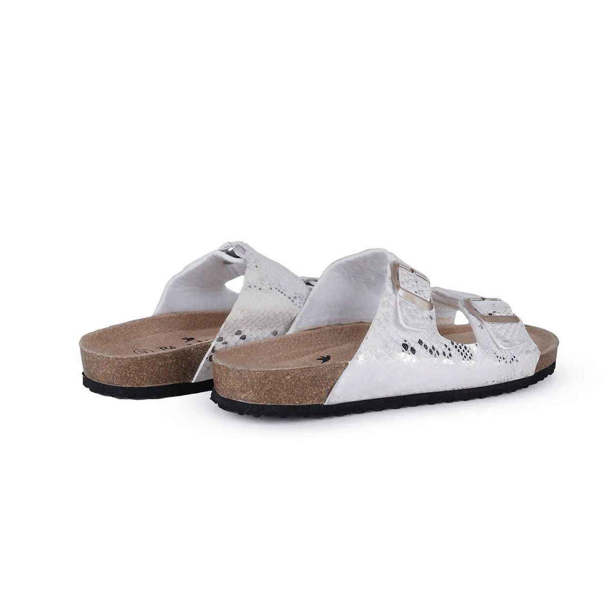 Blue Motion Strap Sandals Sliders Leather White Colour For Women