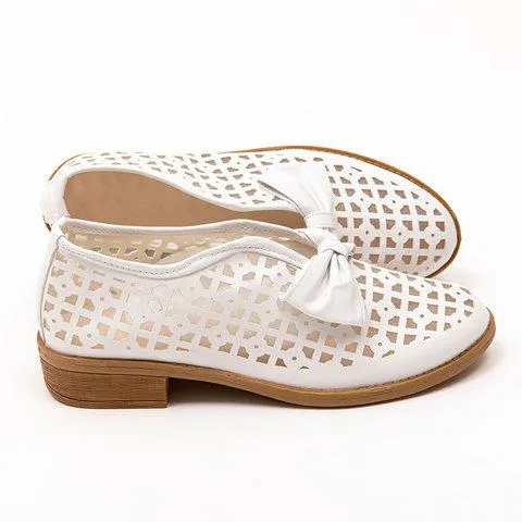 Bowknot hollow out flats closed toe summer sandals for women