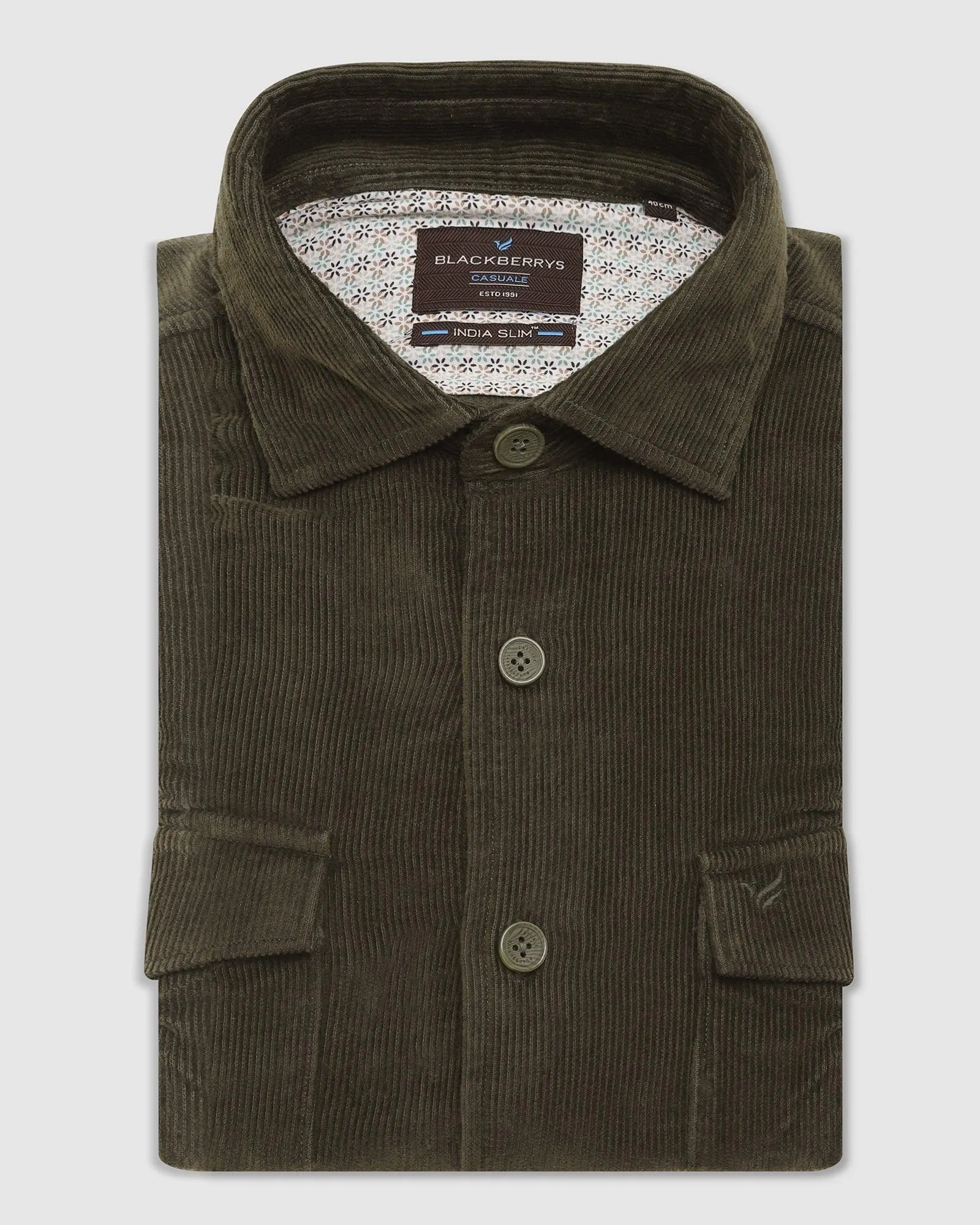 Casual Olive Textured Overshirt - Miami