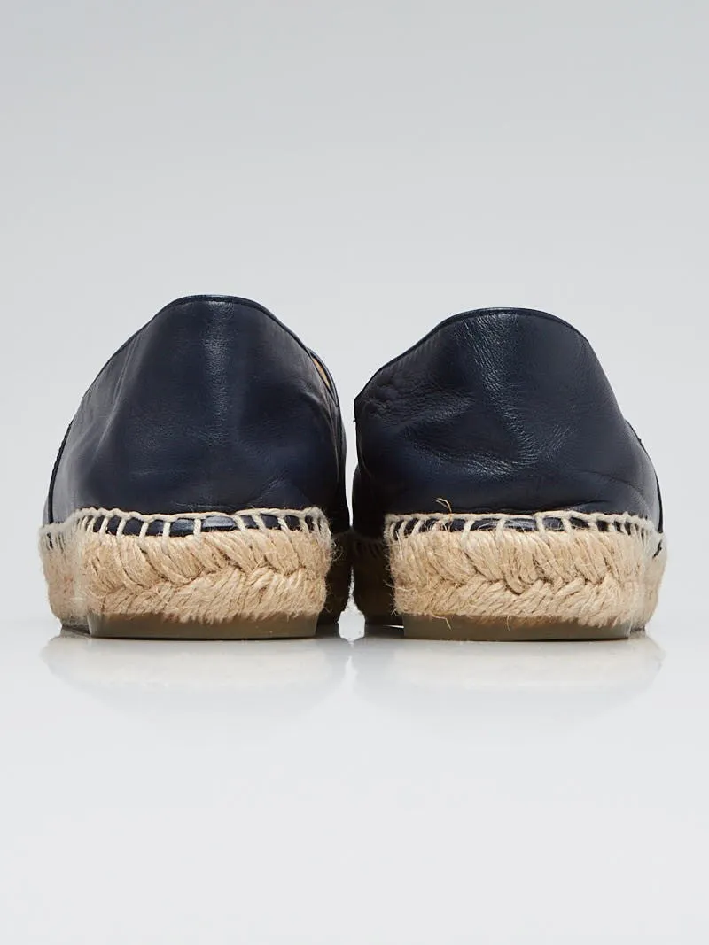 Chanel Navy And Black Leather Espadrilles