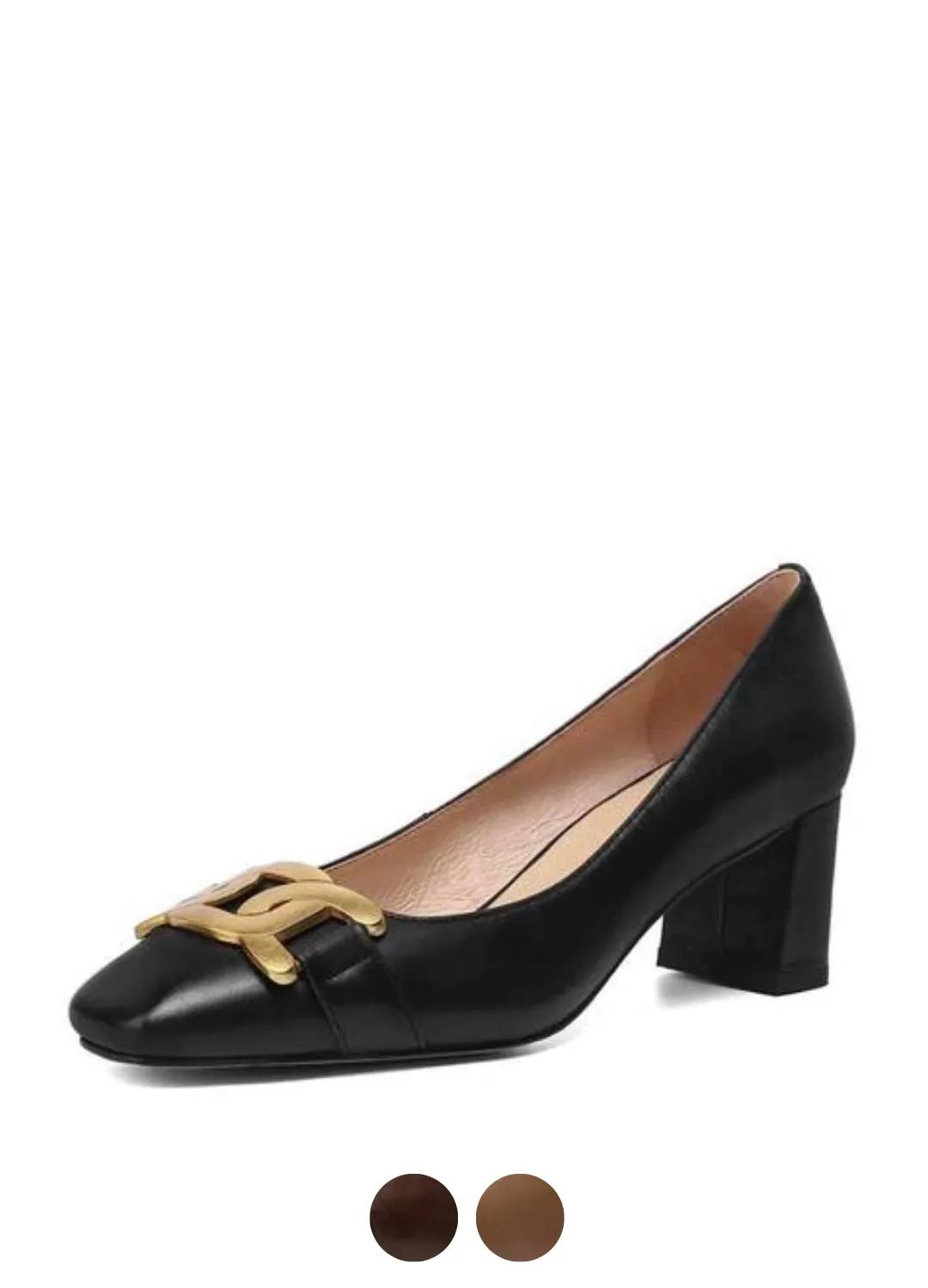 Cristy Women's Elegant Leather Pumps Black Shoes