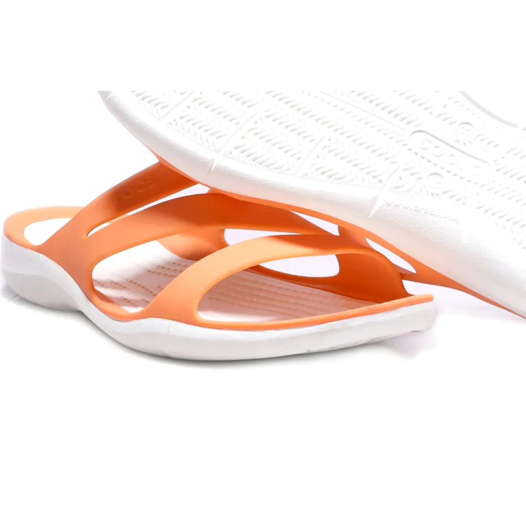 Crocs Flat Sandals Rubber Orange Colour For Women