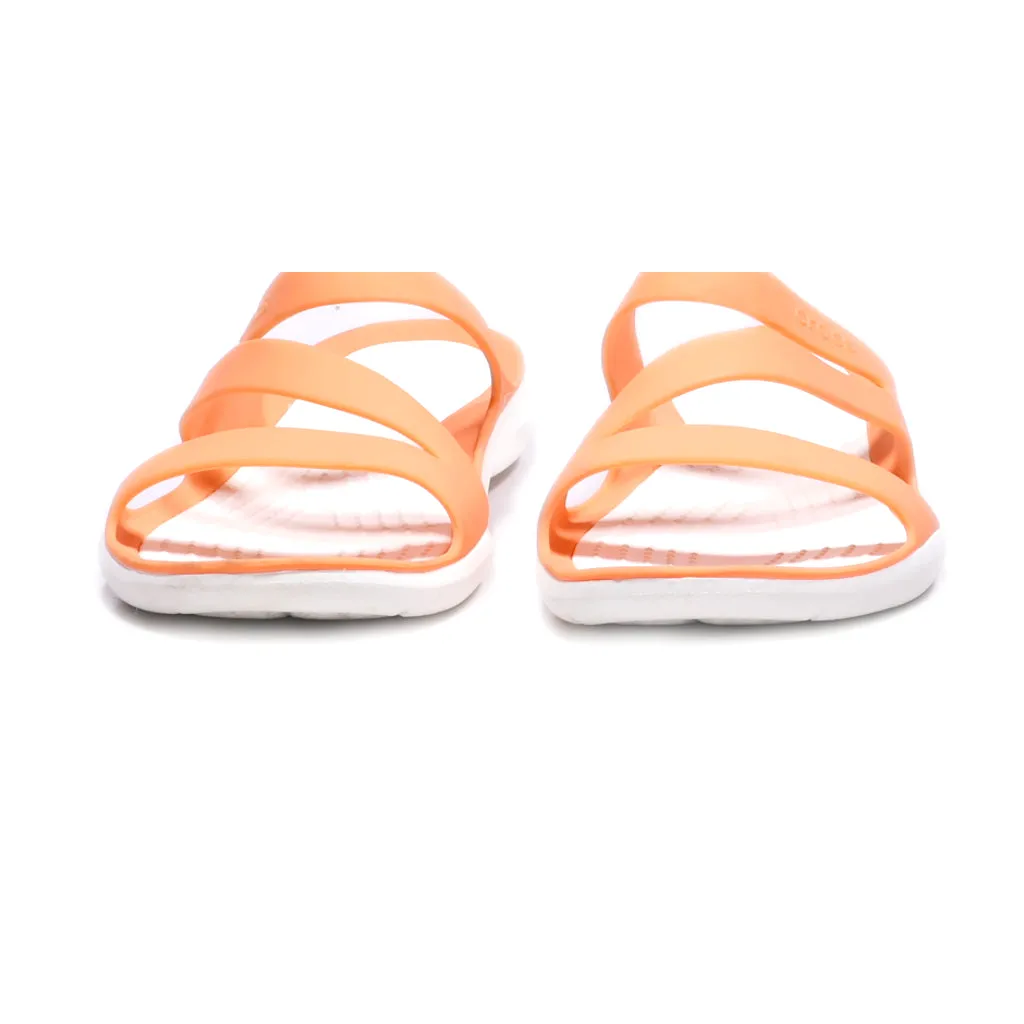 Crocs Flat Sandals Rubber Orange Colour For Women