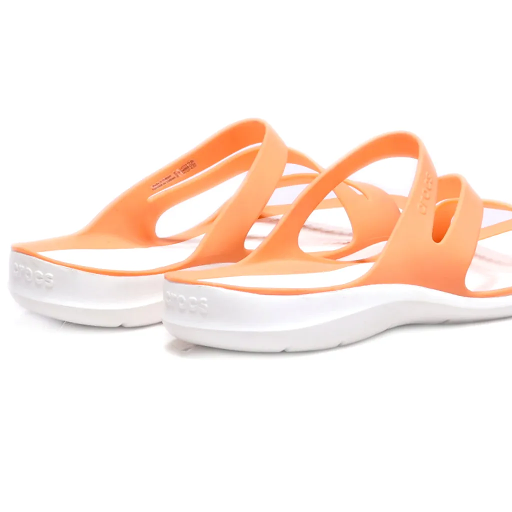 Crocs Flat Sandals Rubber Orange Colour For Women