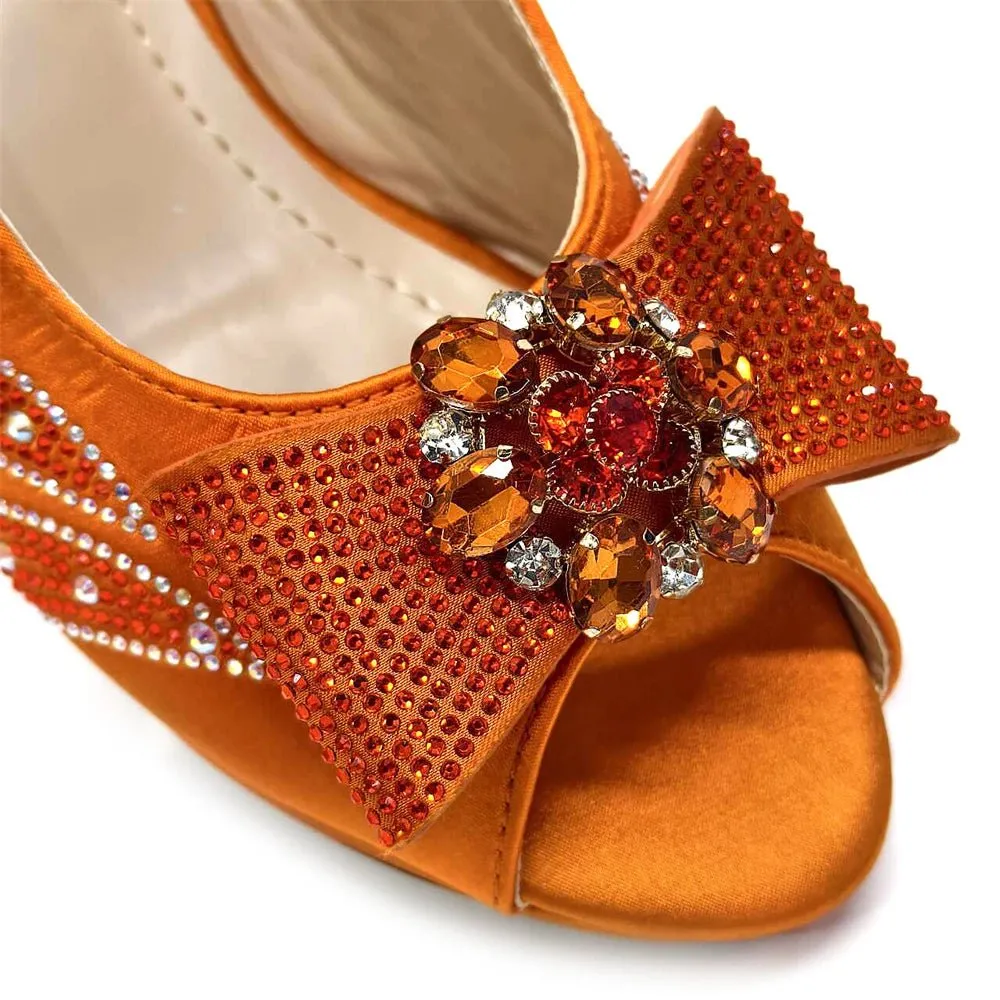 Elegant Italian Rhinestone Shoes and Bag for Evening Parties