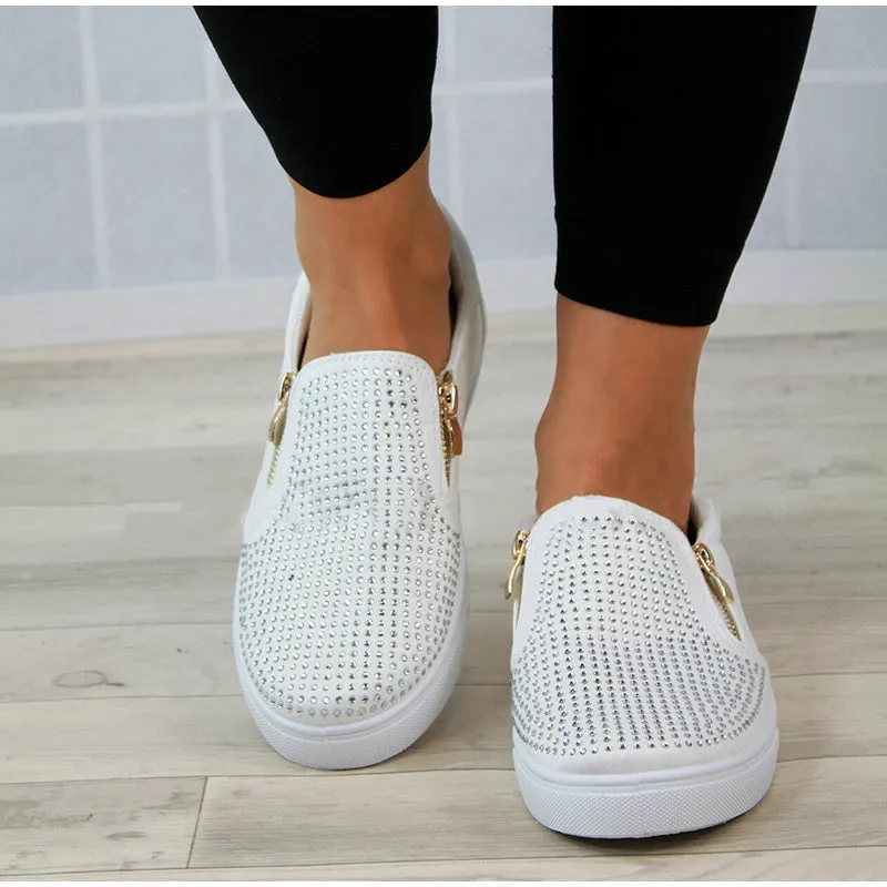 elveswallet Crystal Slip On Flat Loafers