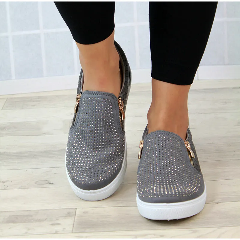 elveswallet Crystal Slip On Flat Loafers