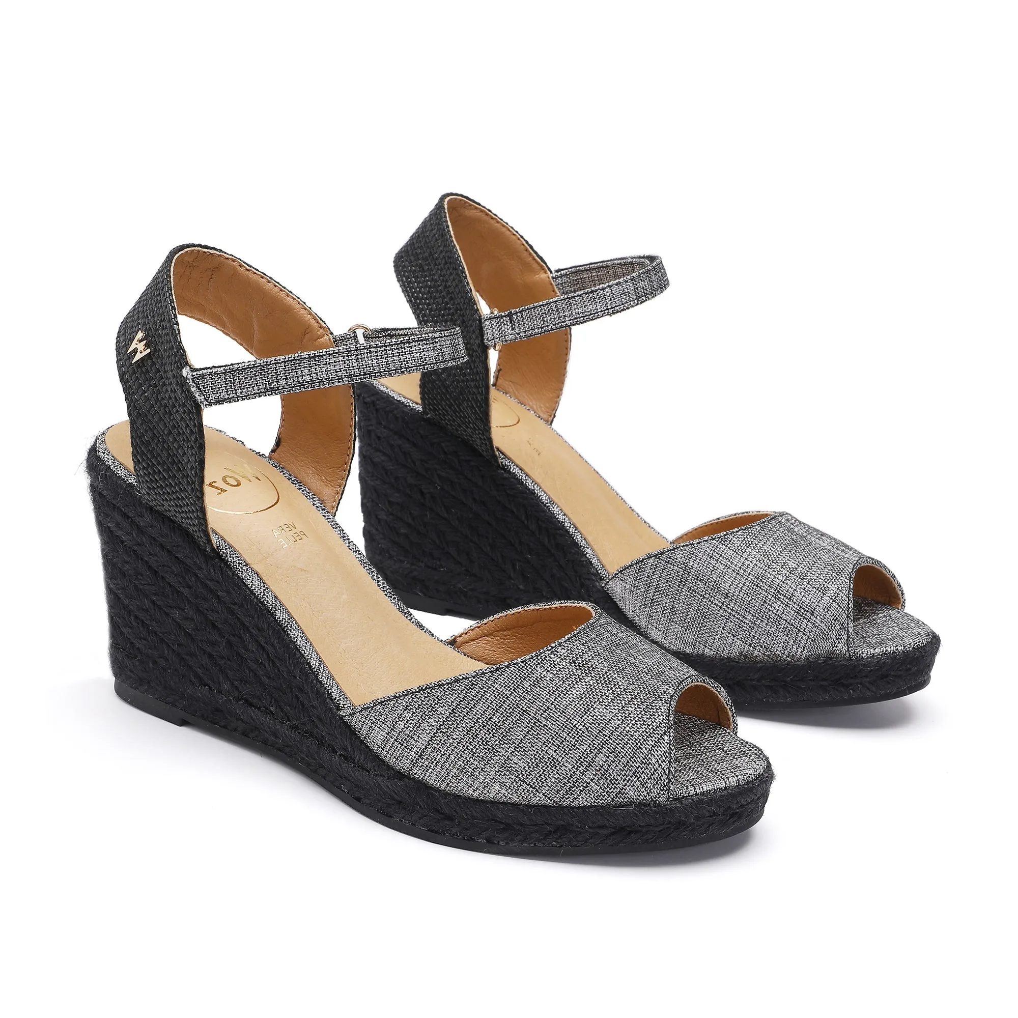 Flora Black Gray Espadrille