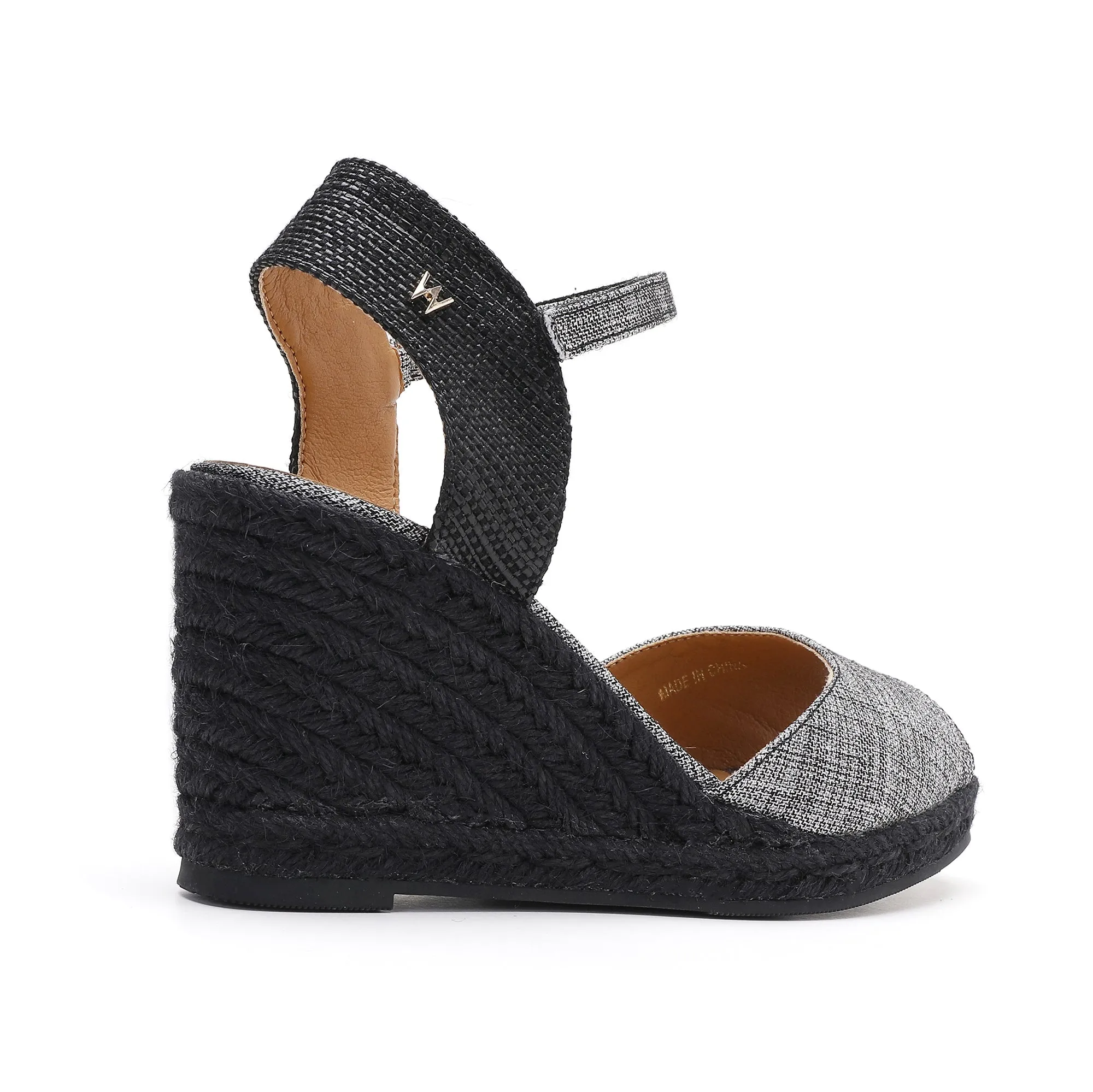 Flora Black Gray Espadrille