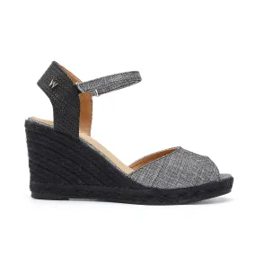 Flora Black Gray Espadrille