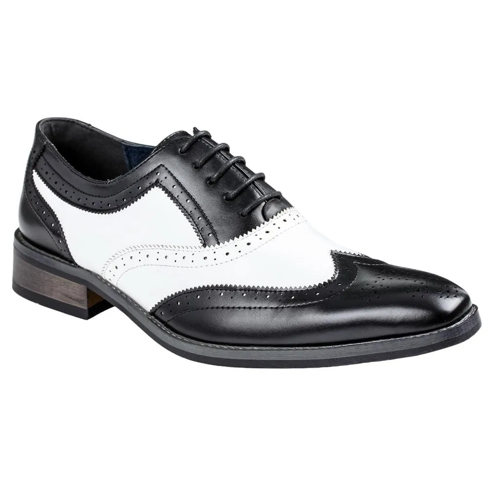 Gino Vitale Men's Two Tone Wing Tip Oxford Dress Shoes