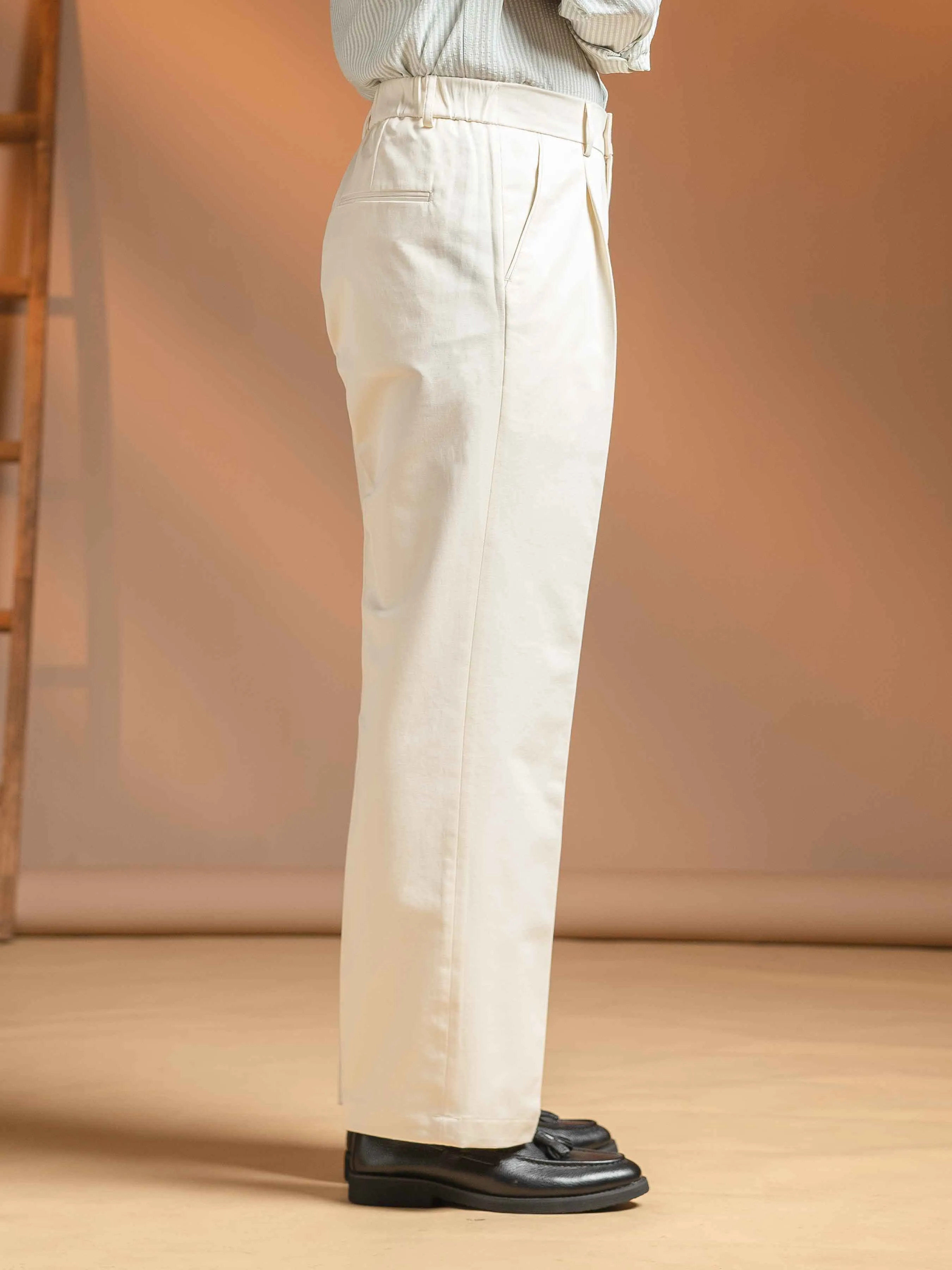 Giorgio Relaxed Trousers - White (Wide Fit)