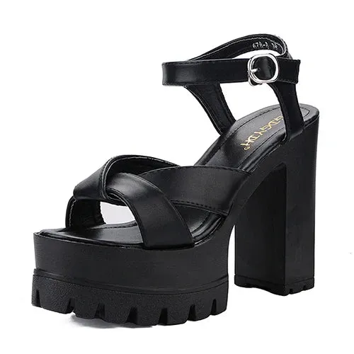 Joskaa 2024 New Buckle Chunky Sandals Comfortable