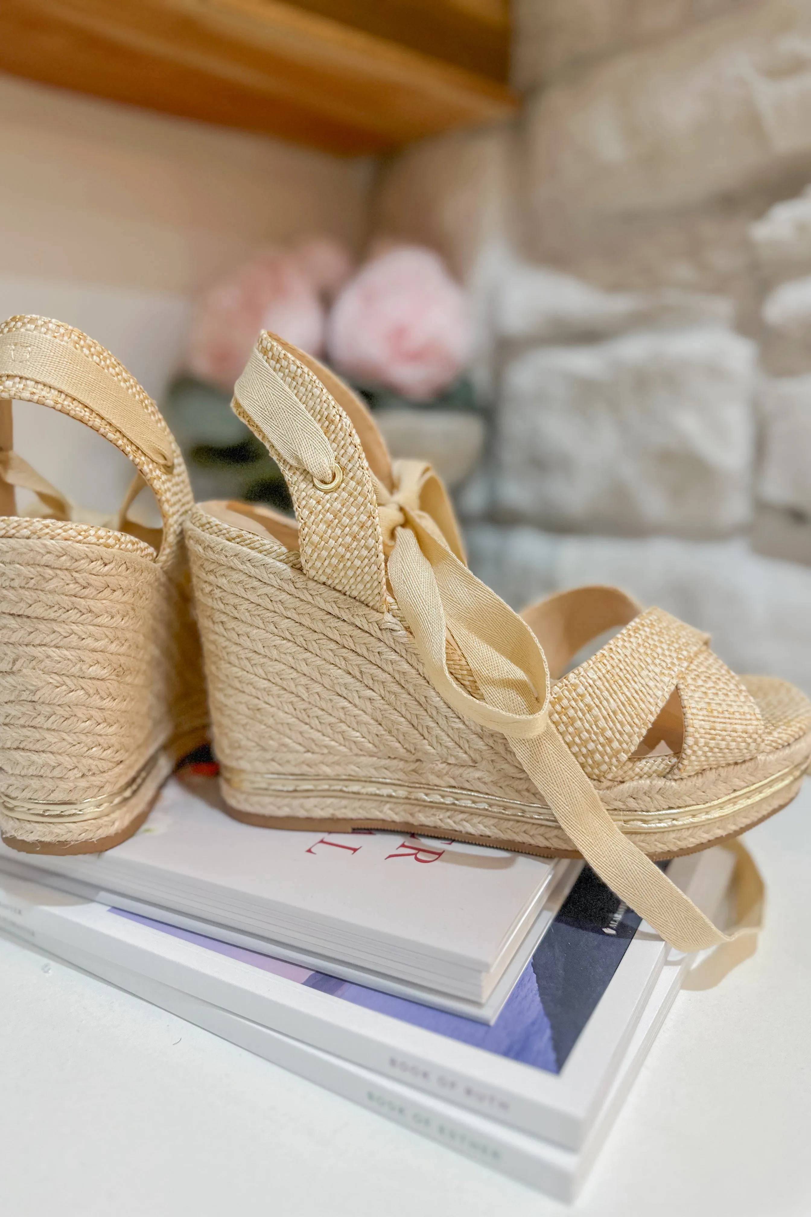 Lock Open Toe Lace Up Espadrille Wedges *FINAL SALE*