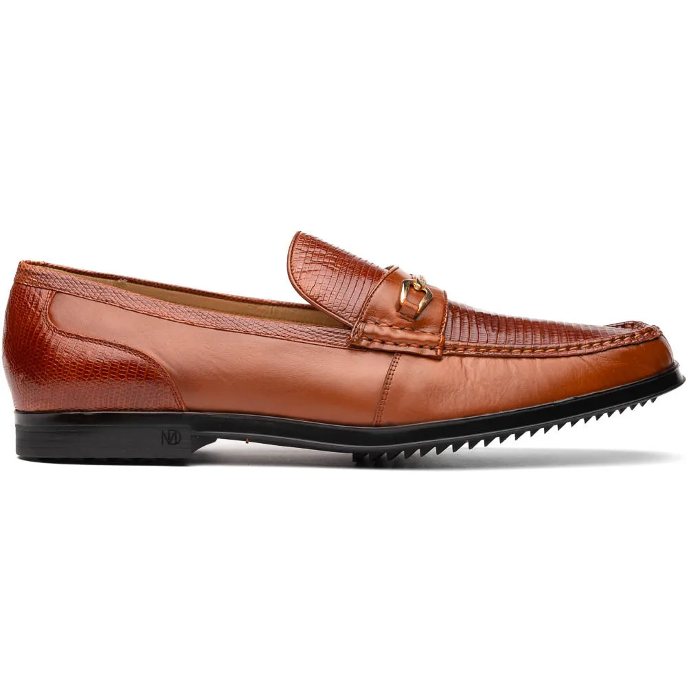 Marco Di Milano Hugo Lizard And Calfskin Cognac Bit Loafers