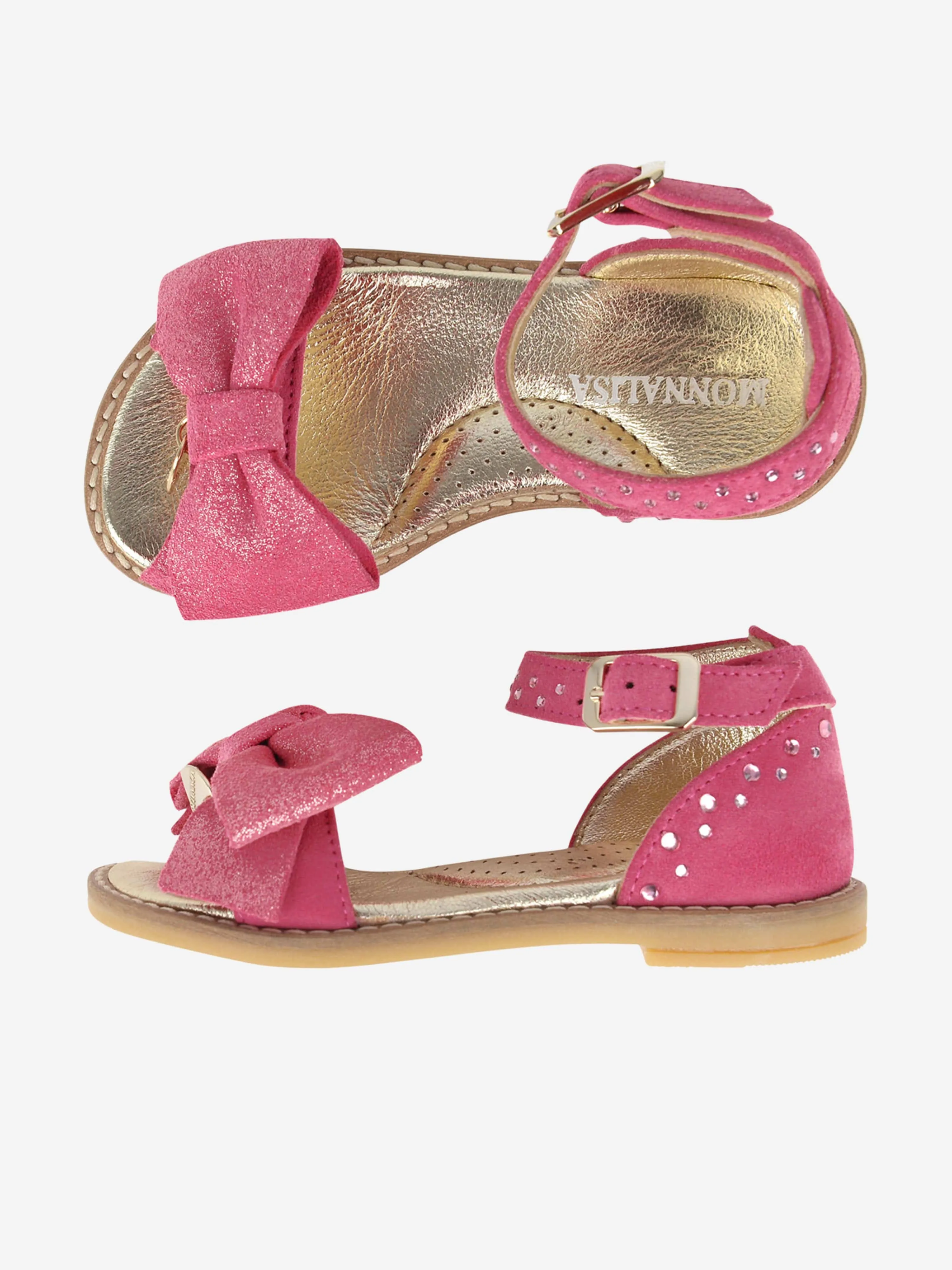 Monnalisa Suede Bow Sandals