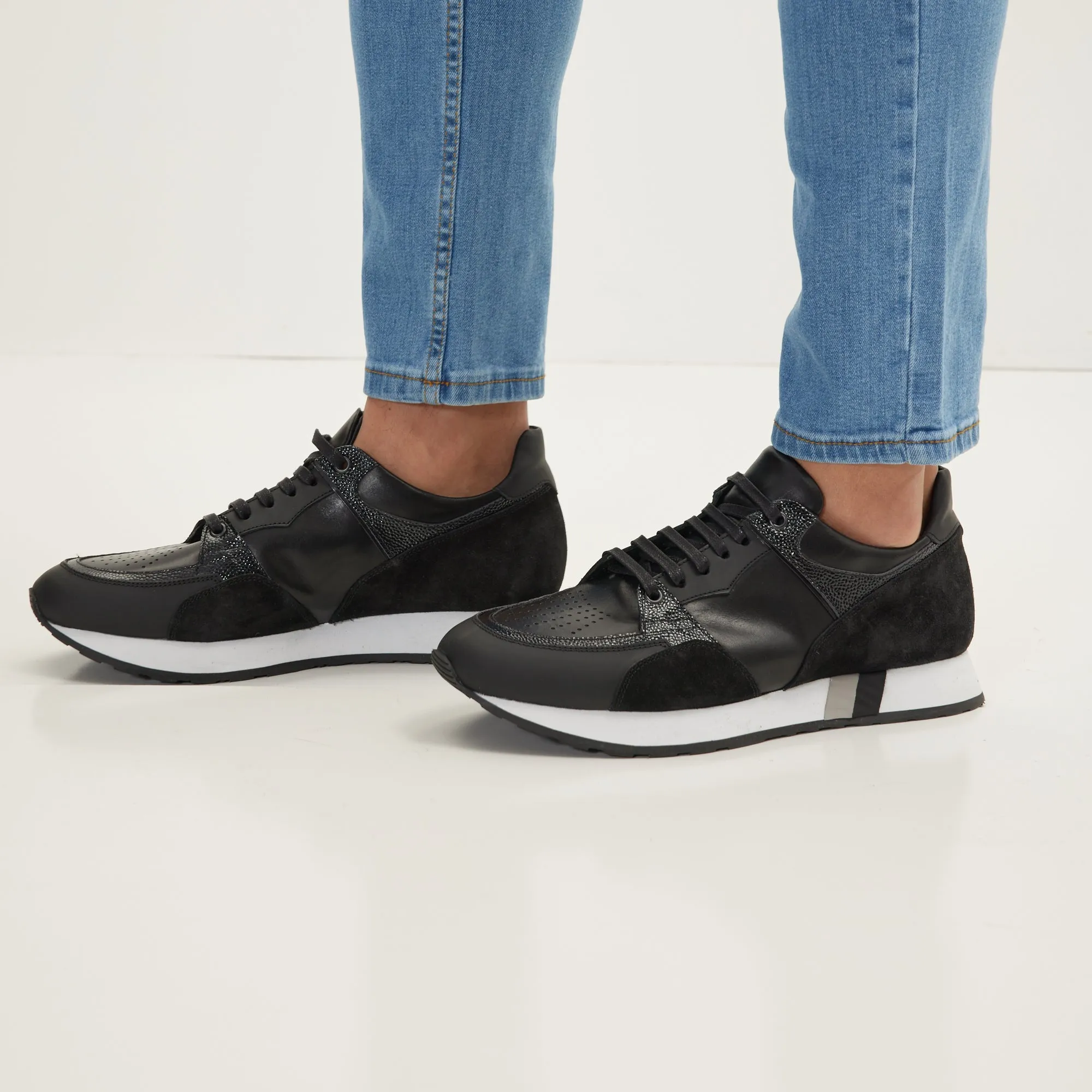 Multi Paneled Sneakers - Black