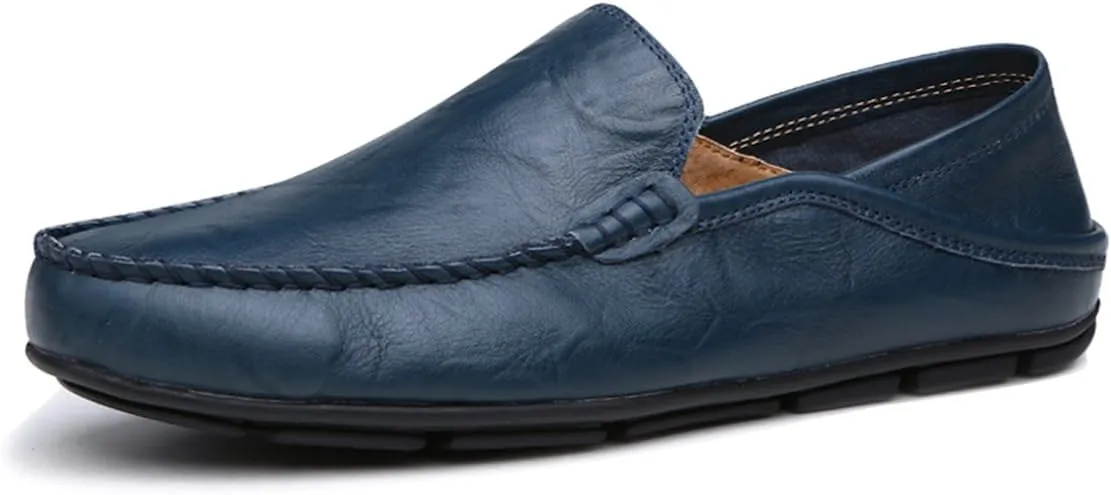 Navy Blue Men's Premium Genuine Leather Loafers