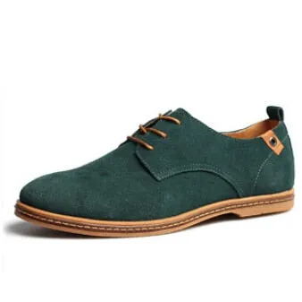 New spring men flats lace up male suede oxfords men leather shoe