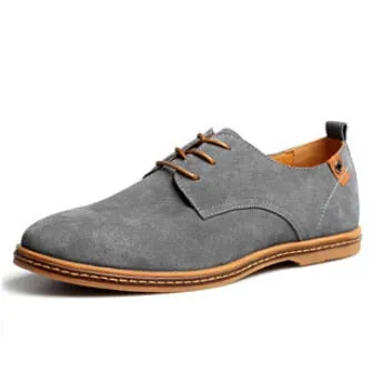 New spring men flats lace up male suede oxfords men leather shoe