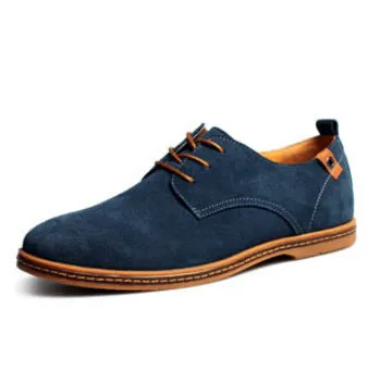 New spring men flats lace up male suede oxfords men leather shoe