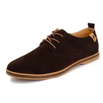 New spring men flats lace up male suede oxfords men leather shoe