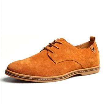 New spring men flats lace up male suede oxfords men leather shoe