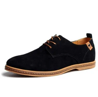 New spring men flats lace up male suede oxfords men leather shoe