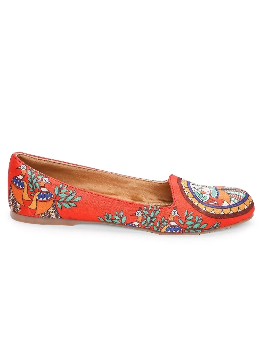 Orange Madhubani Print Loafers