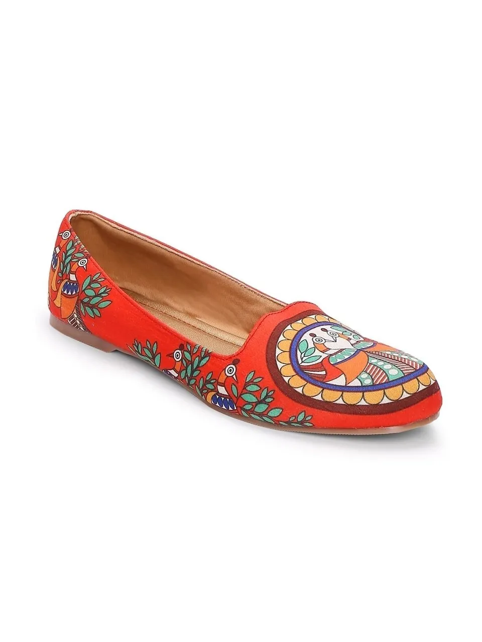 Orange Madhubani Print Loafers