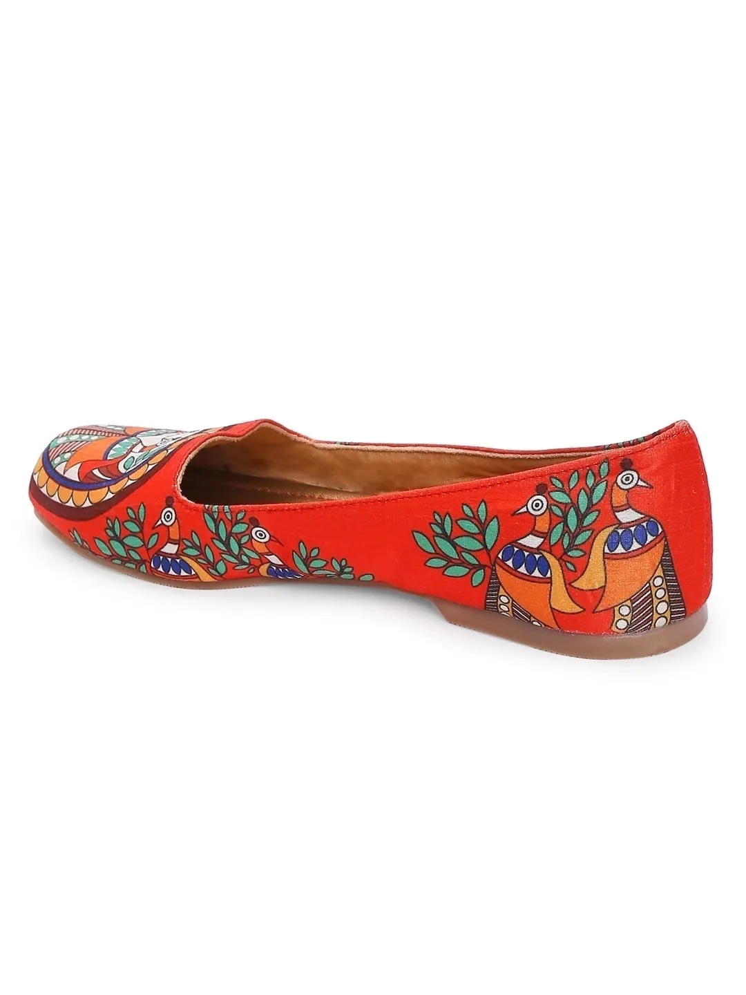 Orange Madhubani Print Loafers