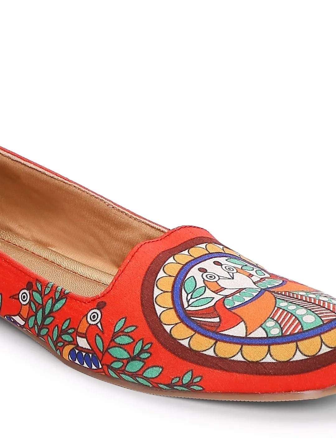 Orange Madhubani Print Loafers