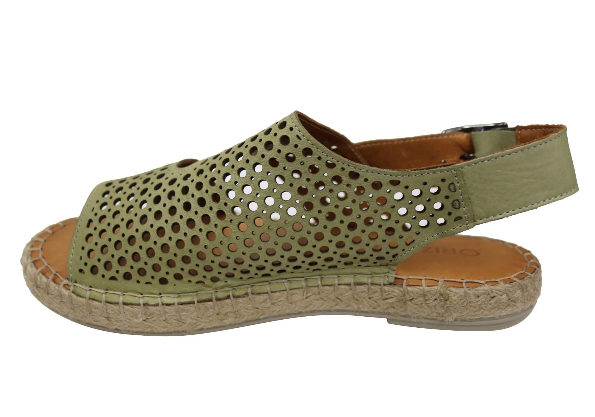 Orizonte Cove Womens European Leather Comfortable Espadrille Sandals