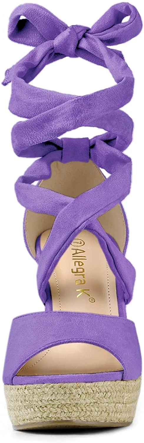 Relic Purple Lace Up Espadrilles Wedges Sandals