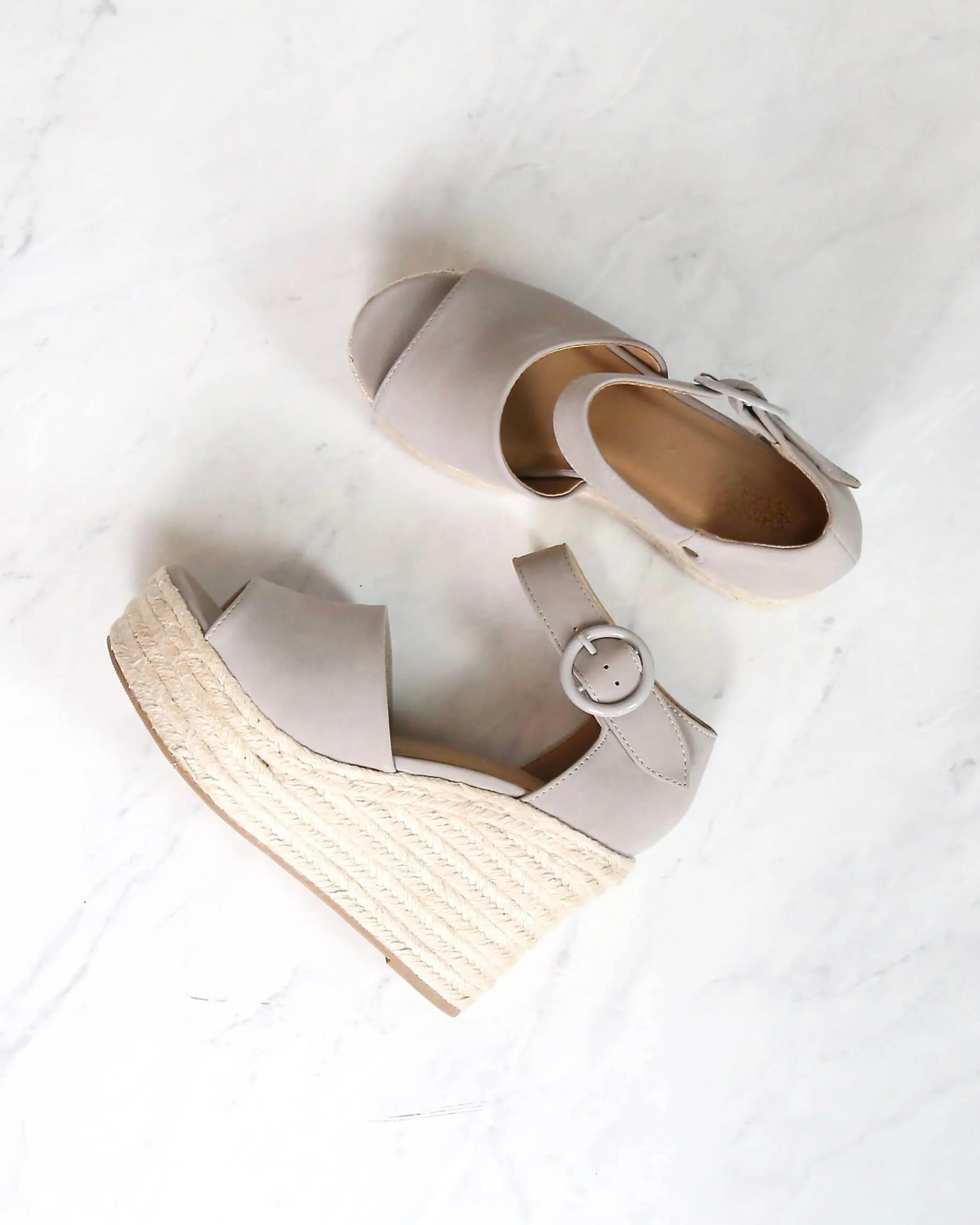 Sassy Espadrille Wedges in Light Grey