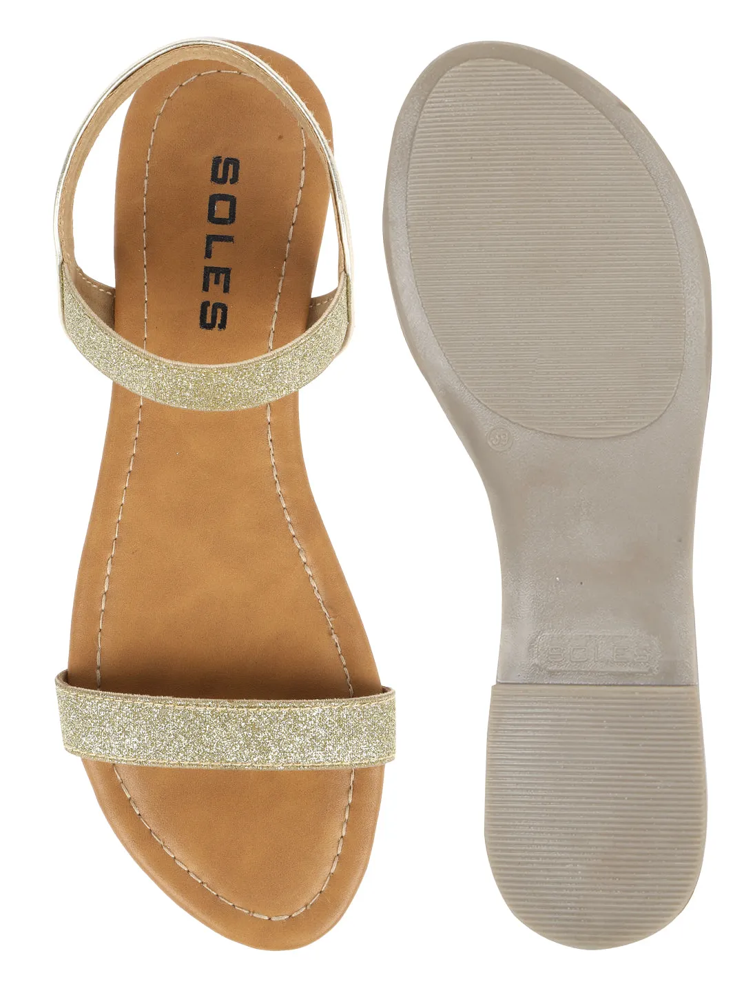 SOLES Glamorous Gold Flat Sandals