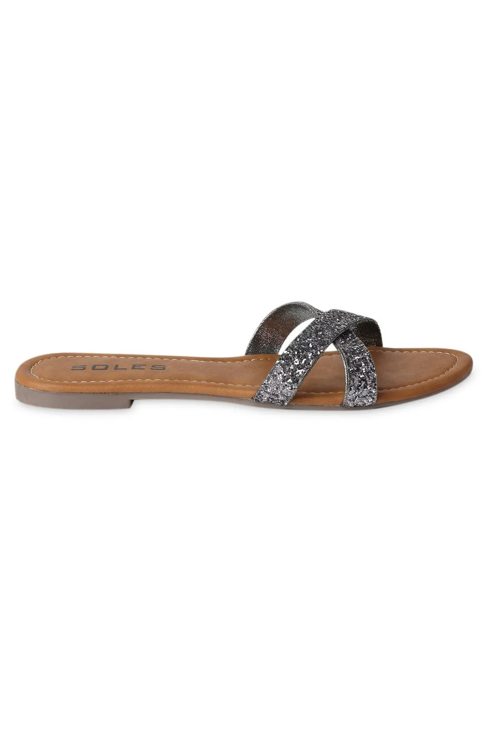 SOLES Stylish Metallic Flat Sandals - Luxurious Elegance