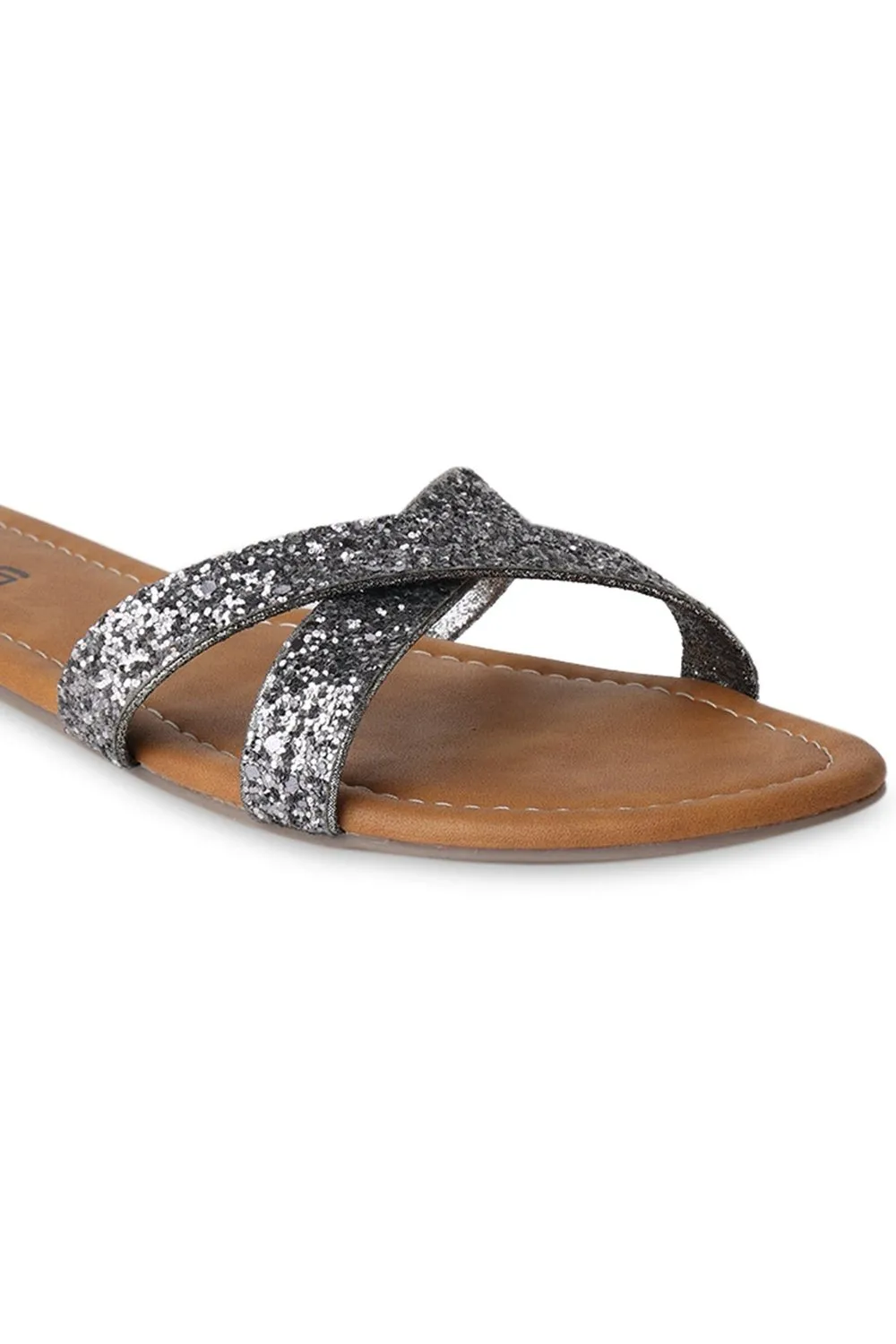 SOLES Stylish Metallic Flat Sandals - Luxurious Elegance