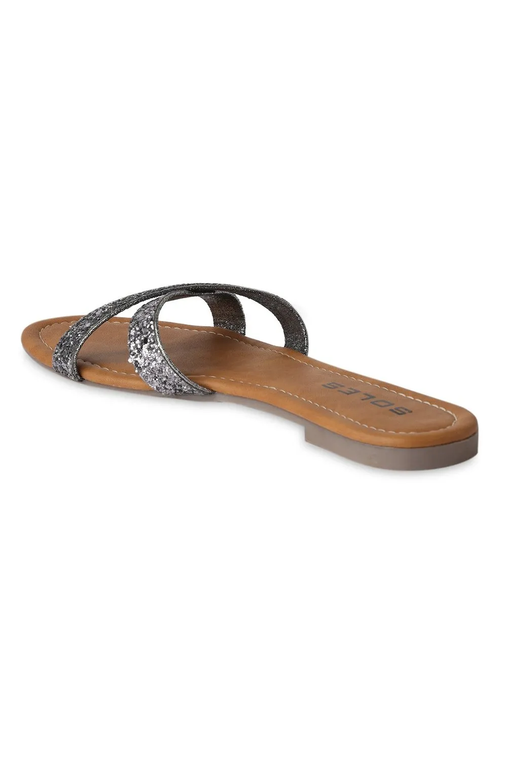 SOLES Stylish Metallic Flat Sandals - Luxurious Elegance