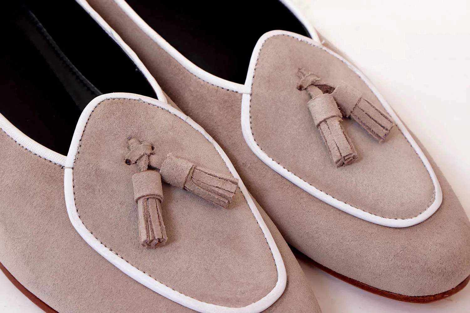 Super Low Top Beige Suede Loafers