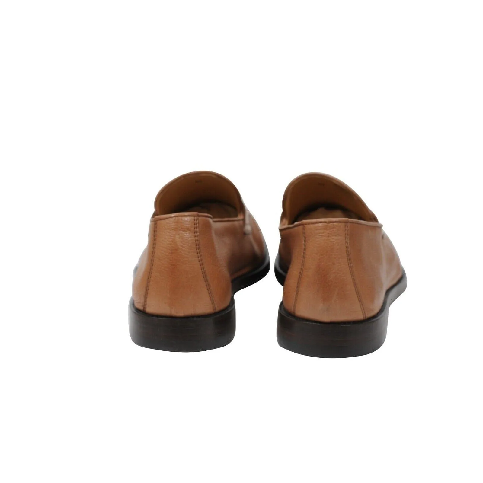 Tan Brown Leather Penny Loafers Slip On