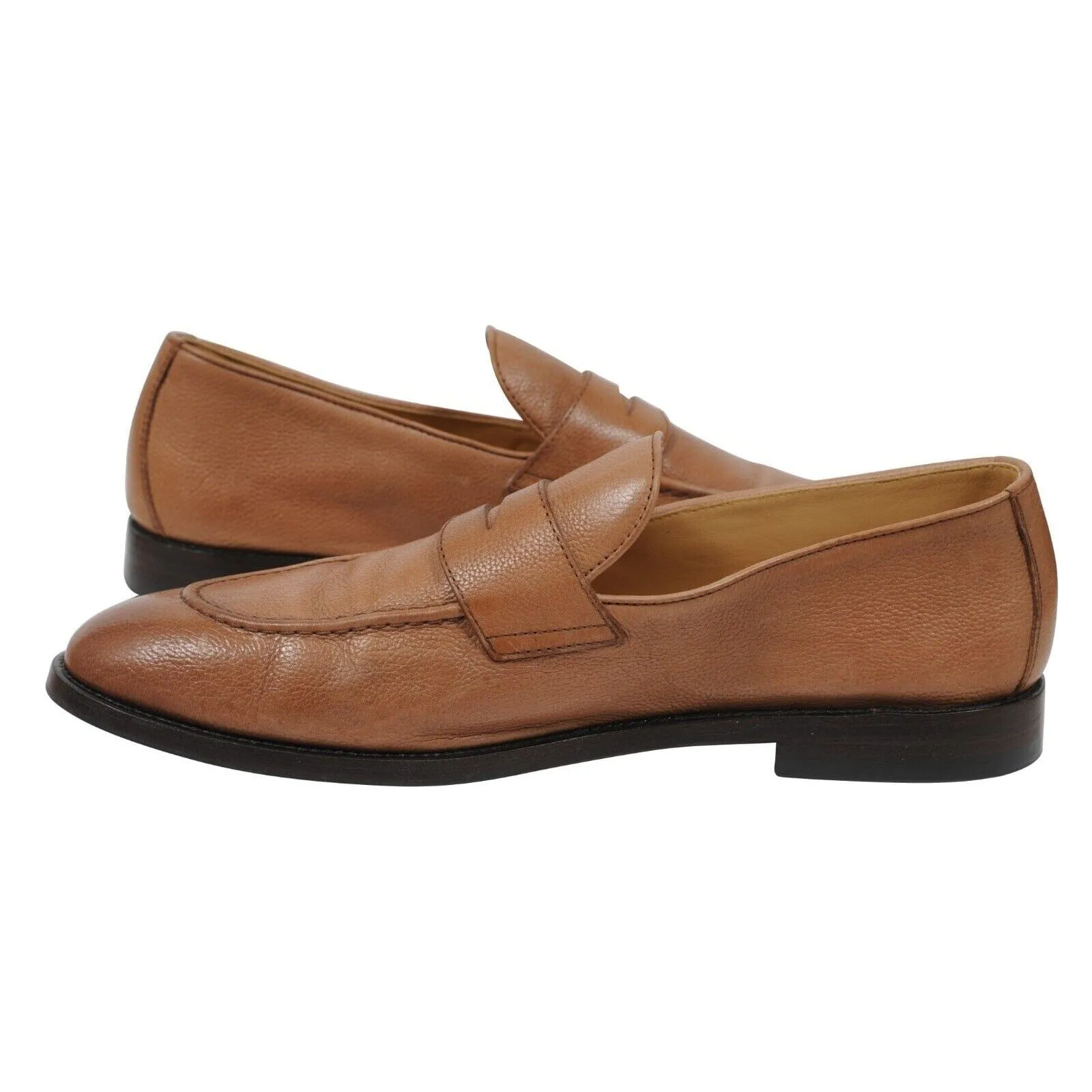 Tan Brown Leather Penny Loafers Slip On