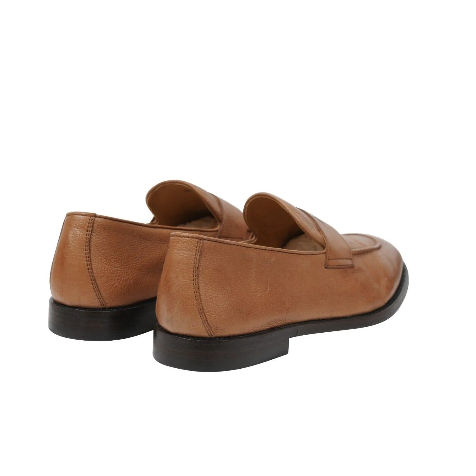 Tan Brown Leather Penny Loafers Slip On