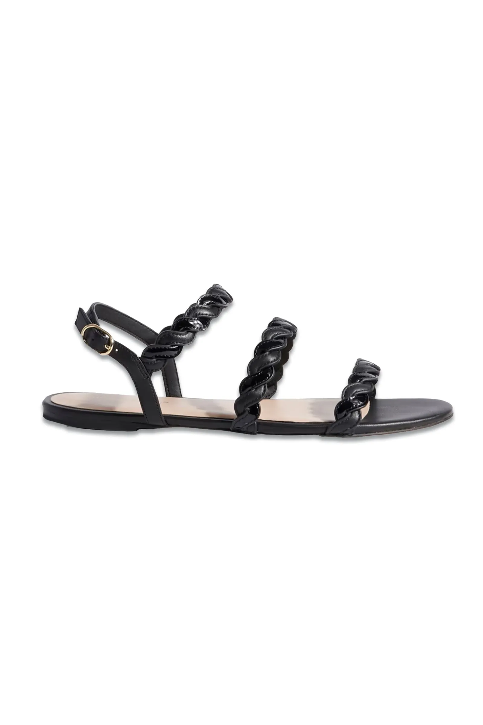 Twistie Smooth and Patent-leather Slingback Sandals