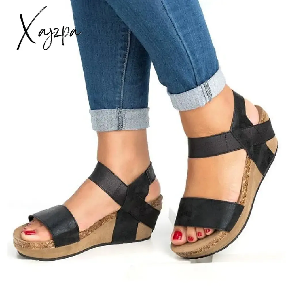 Xajzpa - Women Wedges Sandals Summer Must Have Shoes Vintage Low Heel Wedge Sandals