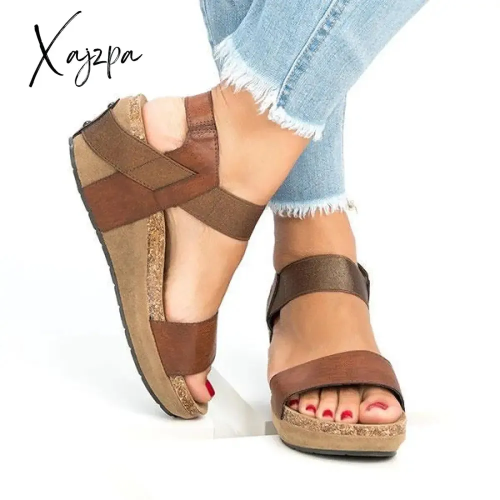 Xajzpa - Women Wedges Sandals Summer Must Have Shoes Vintage Low Heel Wedge Sandals